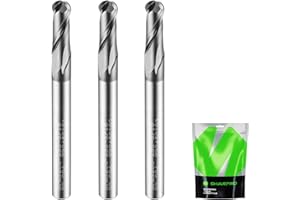 SHARPRO Carbide Ball Nose End Mills 2 Flute 3/16 Inch SHK. and Cutting Dia. 3D Carving, High-Speed and Deep Cutting, AlCrN Coated, Apply for Alloy Steel, Stainless Steel and Various Cast Iron. (3PCS)