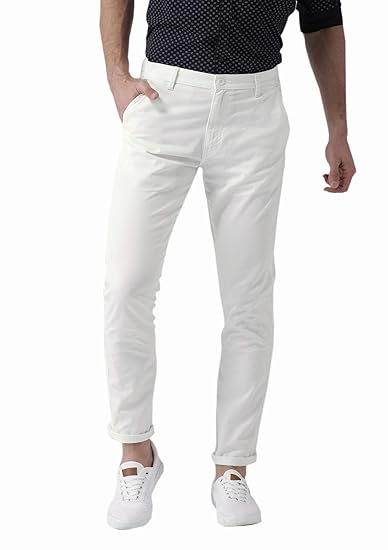 white slim chinos