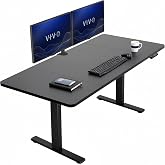 VIVO Black 60 x 30 in Standing Desk, DESK-KIT-1B6B-30 | Electric, Holds 220 lbs, Sit Stand, Height Adjustable, Extra Deep Table Top, Memory Presets, 1B Series, Black Frame
