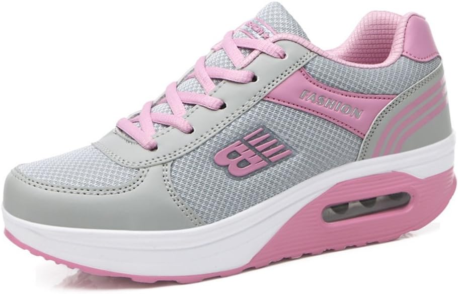 F1rst Rate Women Lace up Lightweight Mesh Fitness Shoes Shape up Platform Sneakers