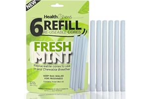 GENERIC Health Chews Fresh Mint Refill Cores – 6 Reusable Aromatherapy Sticks, Essential Oil Refill Pack for Chewable Breather – Quit Smoking Aid Tool & Stress Relief Chew Stick for Oral Fixation Support