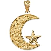 LA BLINGZ 14K Yellow Gold Islamic Crescent Moon Pendant
