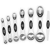 Aovchei 7 PCS Magnetic Measuring Spoons Set, Dual Sided, Stainless Steel Small Tablespoon, Teaspoons, Fits in Spice Jars, for