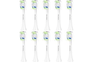 WOJASAL Replacement Toothbrush Brush Heads Compatible with Philips Sonicare Electric Toothbrushes with Click-on System Dupont Bristles for Optimal Plaque Remove, Pack of 10, White
