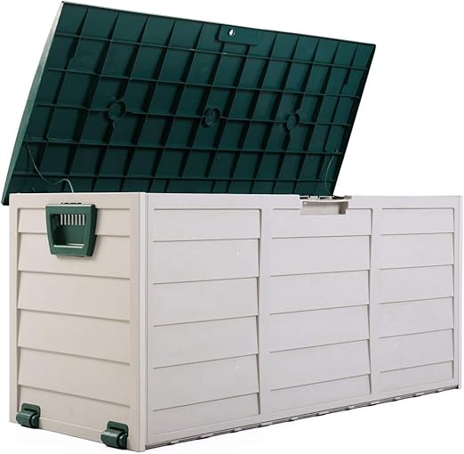Patio Storage Box Shed,Weatherproof Plastic Containers Outdoor Lockable Outside Garage Utility