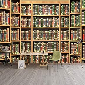 Wall Murals for Bedroom Modern Bookshelf Pattern Removable Wallpaper Peel and Stick Wall Stickers - 66x96 inches