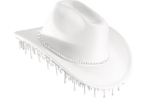 YESCRIBIR Womens Cowboy Hat Rhinestone Cowgirl Hats Wide Brim Diamond-Glitter-Western- Size:Medium-Large