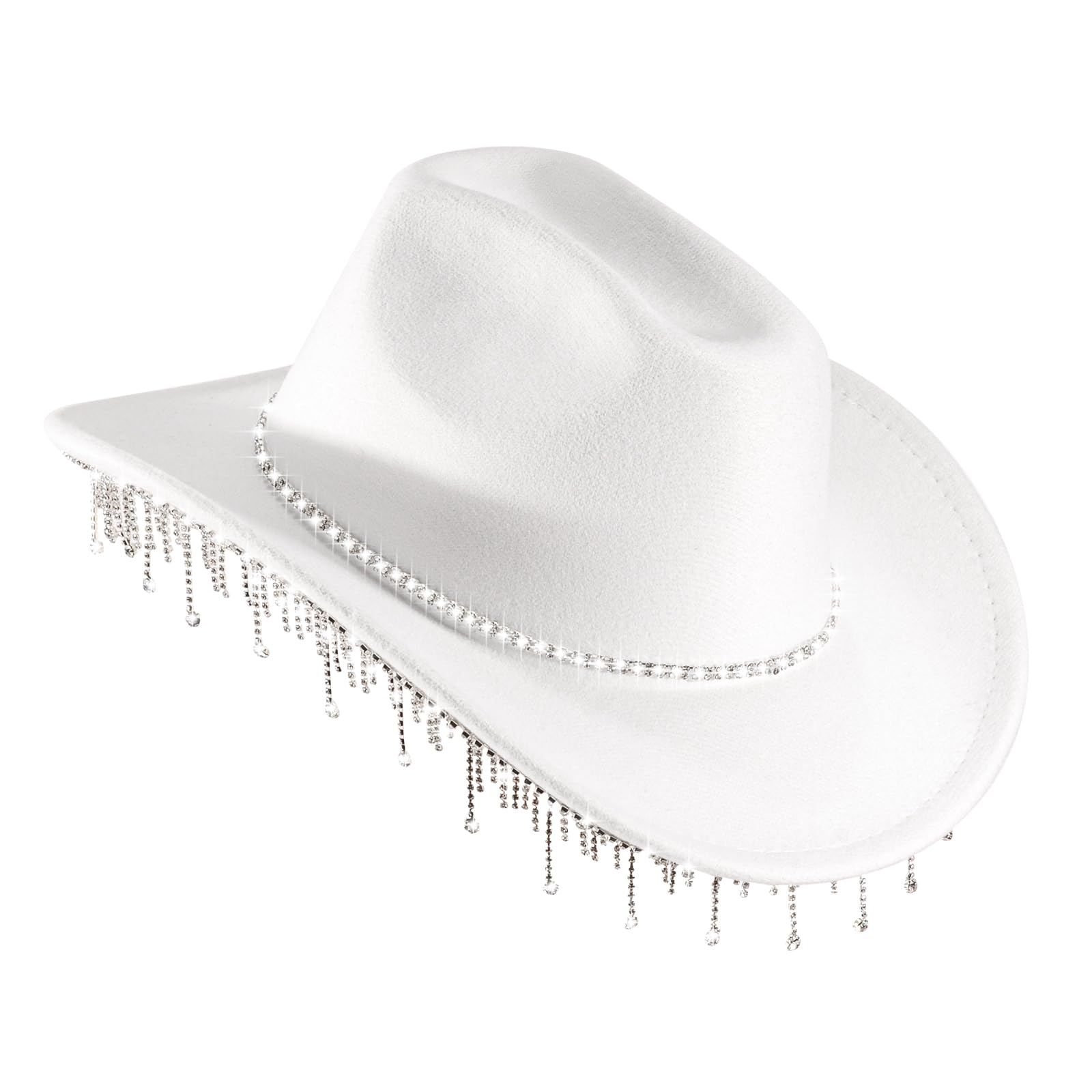 Photo 1 of ***HAT MINORLY DEFORMED*** Womens Rhinestone Cowgirl Cowboy Hat Wide Brim Diamond-Glitter-Western-Cowboy Hat Bling Cowgirl Hat for Women with Tassel