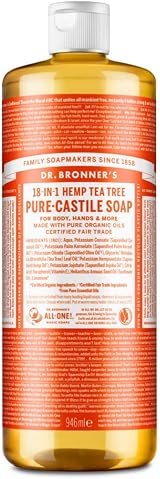 Dr. Bronner's 18-in-1 Pure Castile Liquid Soap 946ml Organic Oils Fair Trade