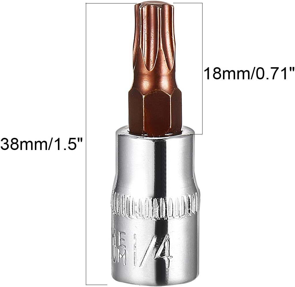 sourcing map 2pcs 1/4" Drive x T30 Torx Bit Socket, S2 Steel Bits CR-V Sockets 1.5" Length Use with Ratchet Wrench, Slide Bar - Image 5
