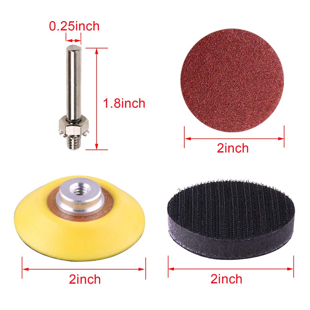 130pcs 2 Inch Sanding Discs Pad, Uspacific Backer Plate 1/4" Shank Sponge Cushions for Drill Grinder Rotary Tools 60-3000 Grit Sandpapers: Industrial & Scientific