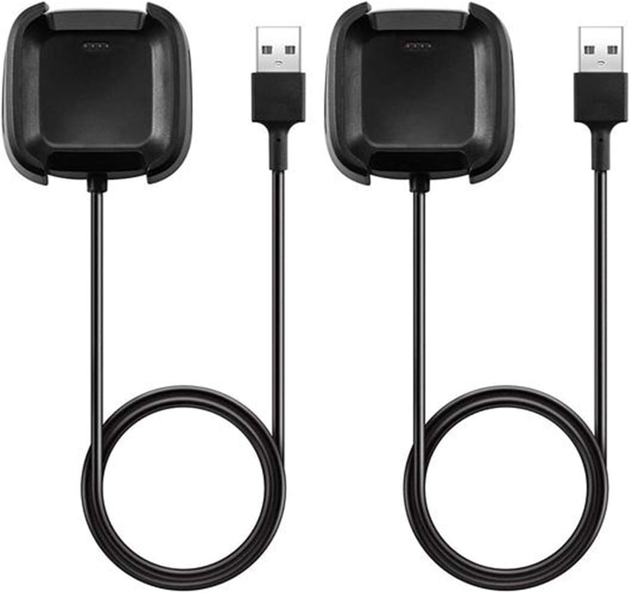 Soulen Replacement for Versa Charger, USB 3.3ft / 1m Charging Dock for Versa Smart Watch (2-Pack Black) Big