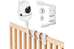 Baby Monitor Mount for HelloBaby HB65/HB6550/HB6558 & ANMEATE SM935E - 360° Adjustable No-Drill Camera Holder for Crib, Dress