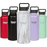 Healthy Human Stainless Steel Water Bottle | Double Walled Vacuum Insulated Water Thermos for Adults | Eco-Friendly Travel Bottles with Leak Proof Lid (Stone White, 32 oz/ 946 ML)
