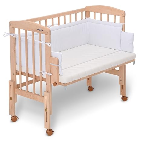 FabiMax Beistellbett PRO mit Matratze AIR S6 und Nestchen Amelie weiß