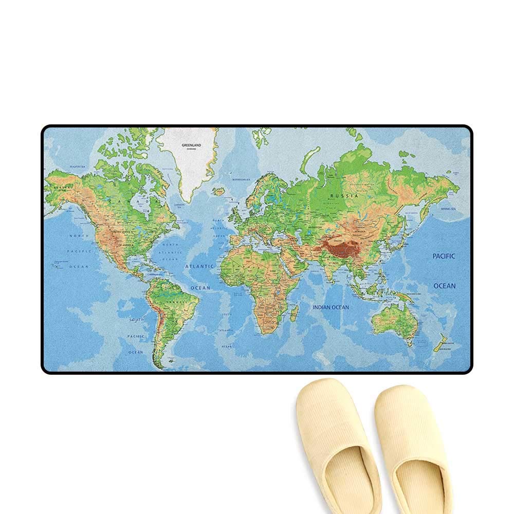 Amazon Com Zojihouse World Map Floor Mat For Tub Topographic Map