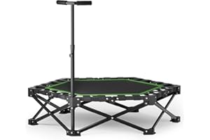 East Mount 42" Folding Fitness Trampoline for Adults, Foldable Mini Trampoline with Handle, Exercise Rebounder, Small Trampoline for Adults, Max Load 440lbs, for Indoor Garden Workout’