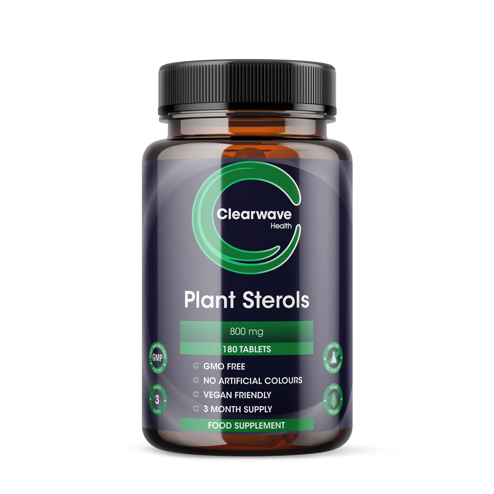Plant Sterols 800 mg - 180 Tablets - High Concentration - Helps Maintain Normal Cholesterol Levels - Suitable for Vegans - GMP Product - from Clearwave Health