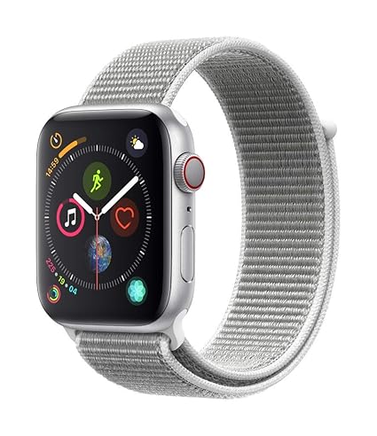 Apple Watch Series 4 (GPS + Cellular) 44 mm Aluminiumgehäuse, Silber, mit Sport Loop, Muschel