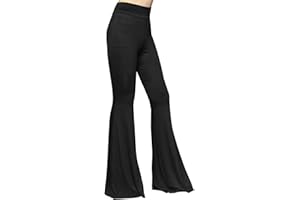 ShopMyTrend SMT Women's High Waist Wide Leg Long Palazzo Bell Bottom Yoga Pants