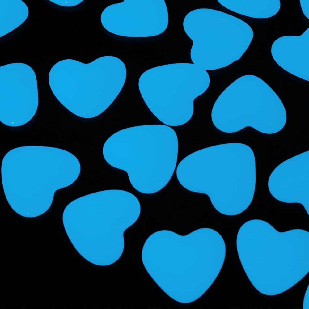 Glow in the Dark Gravel,Decorative Garden Glow Pebbles,Glow Stones,Glow Rocks for Fish Tank Aquarium Outdoor Walkway Flower Pot Decoration (Heart Shape 3cm, Sky Blue,30pcs)