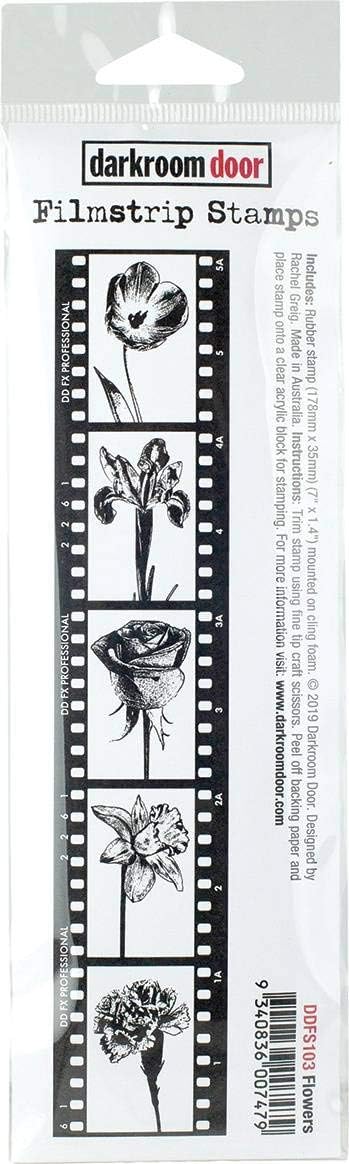 Darkroom Door DDFS103 Filmstrip Cling Stamp 1.4"X7"-Flowers, Red