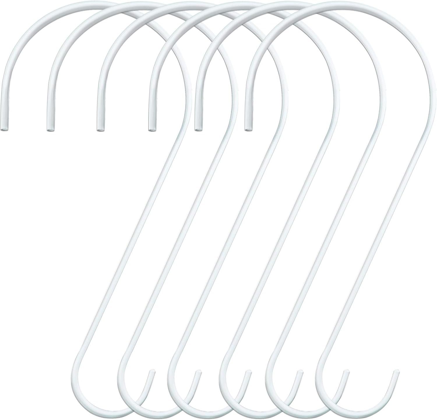 Outdoor Hanging Brackets - DINGEE Powder Coated 12 Inch Metal S Hook for Bird Feeder，White 6 Pack Tree Branch S Hook Large Heavy Duty S Hooks for Hanging Plants Outdoors Garden,Lanterns, Ornaments