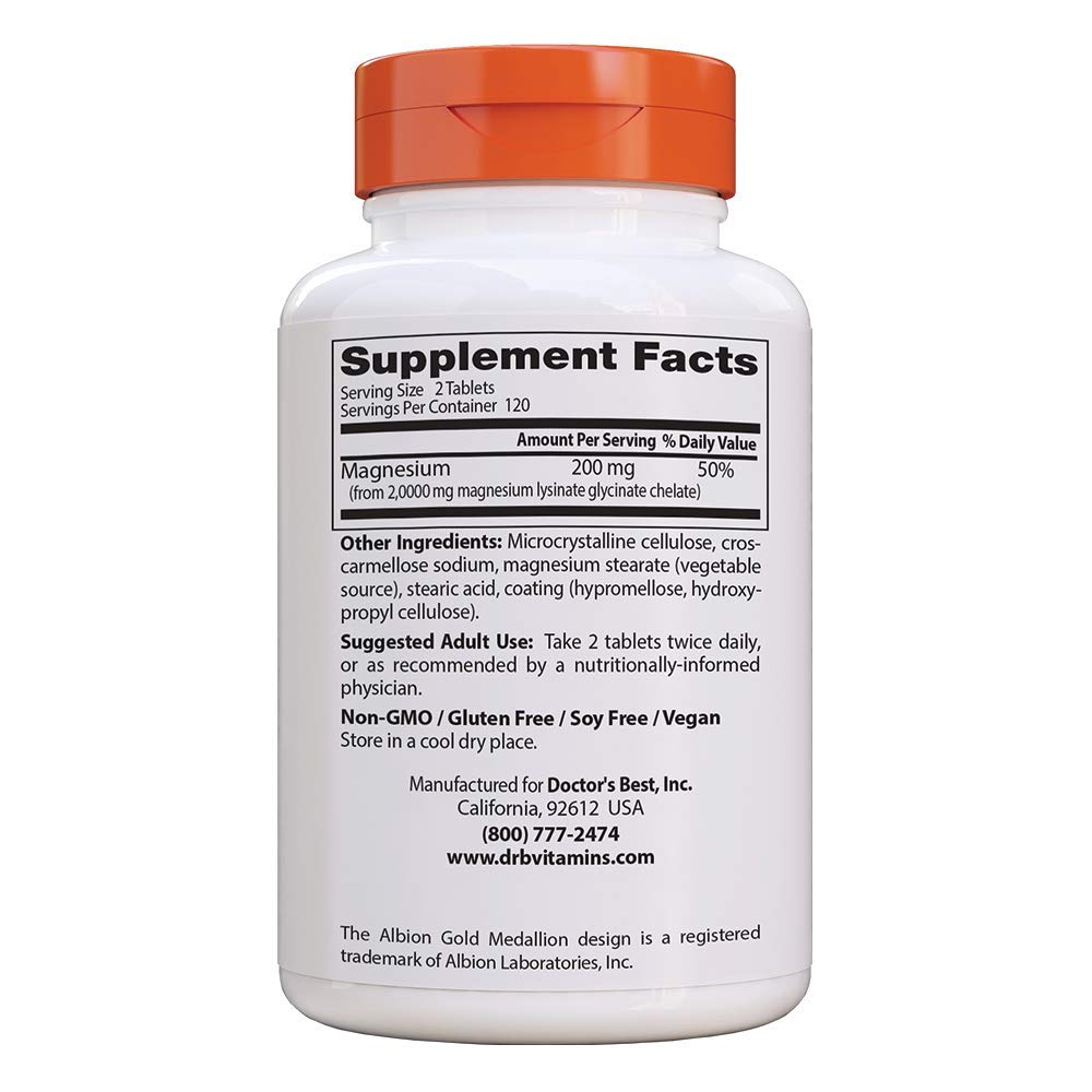 Doctor's Best High Absorption Magnesium Glycinate Lysinate, 100