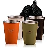 NPJGKY 4pcs 12oz Camping Cup Set Stainless Steel Outdoor Water Cup, Suitable For Picnicking, Hiking, Fishing, Surfing, Durable And Lightweight Camping Picnic Cup