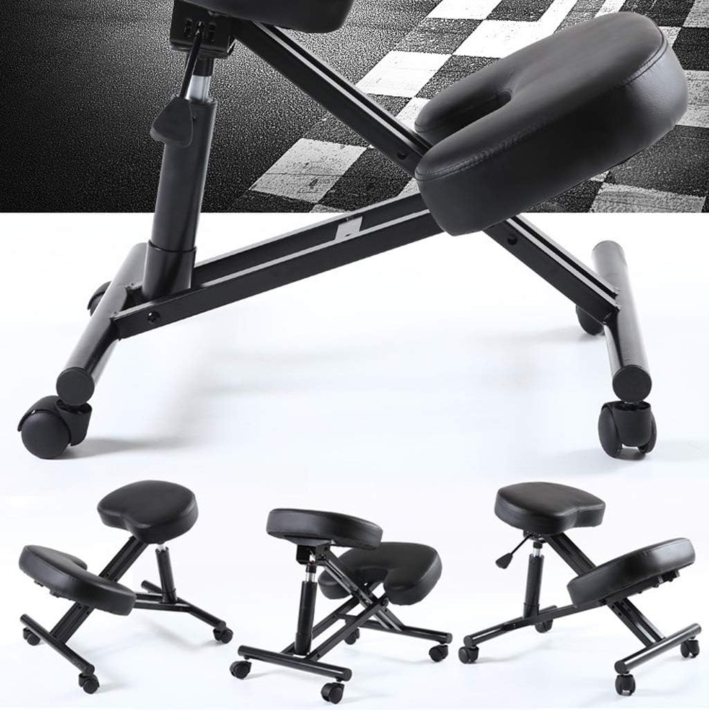 Kneeling Chair QIQIDEDIAN Ergonomic Ergonomic Office Chair Computer Chair Adjustable Chair Orthopaedic Chairs With Pulley Black QIQIDEDIAN (Color : Black, Size : Mesh cushion)