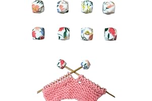 SPANSEE 8 PCS Tropical Hexagon Print Knitting Needle Holders, Stitch Stoppers, Knitting Needle Point Protectors, Knitting Accessories fit Size 2.5-13 (3mm-9mm) Needles