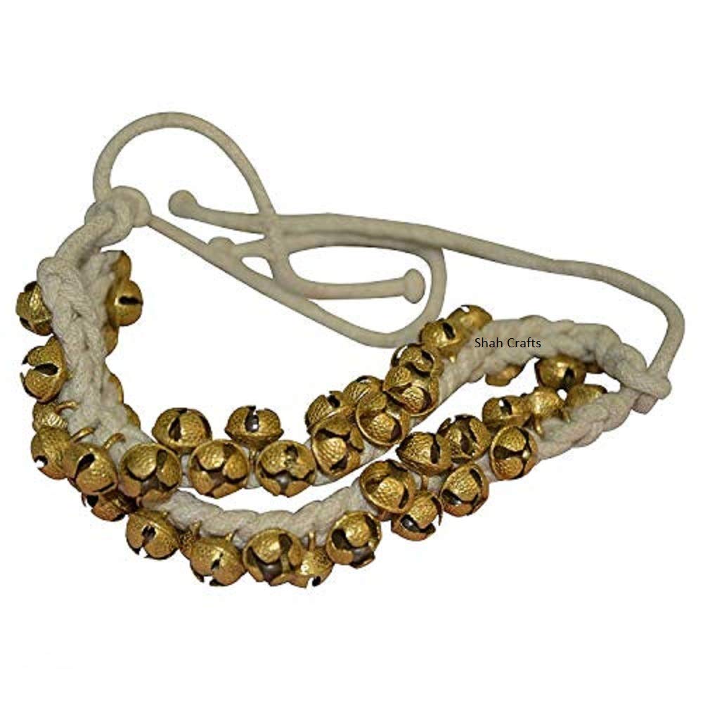 Shah Crafts Kathak Dancing Ghungroo Bells (25+25 Bells) Music Anklet Pair, Indian Classical Dancers Anklet Musical Instrument Tied with Cotton Cord For Bharatnatyam