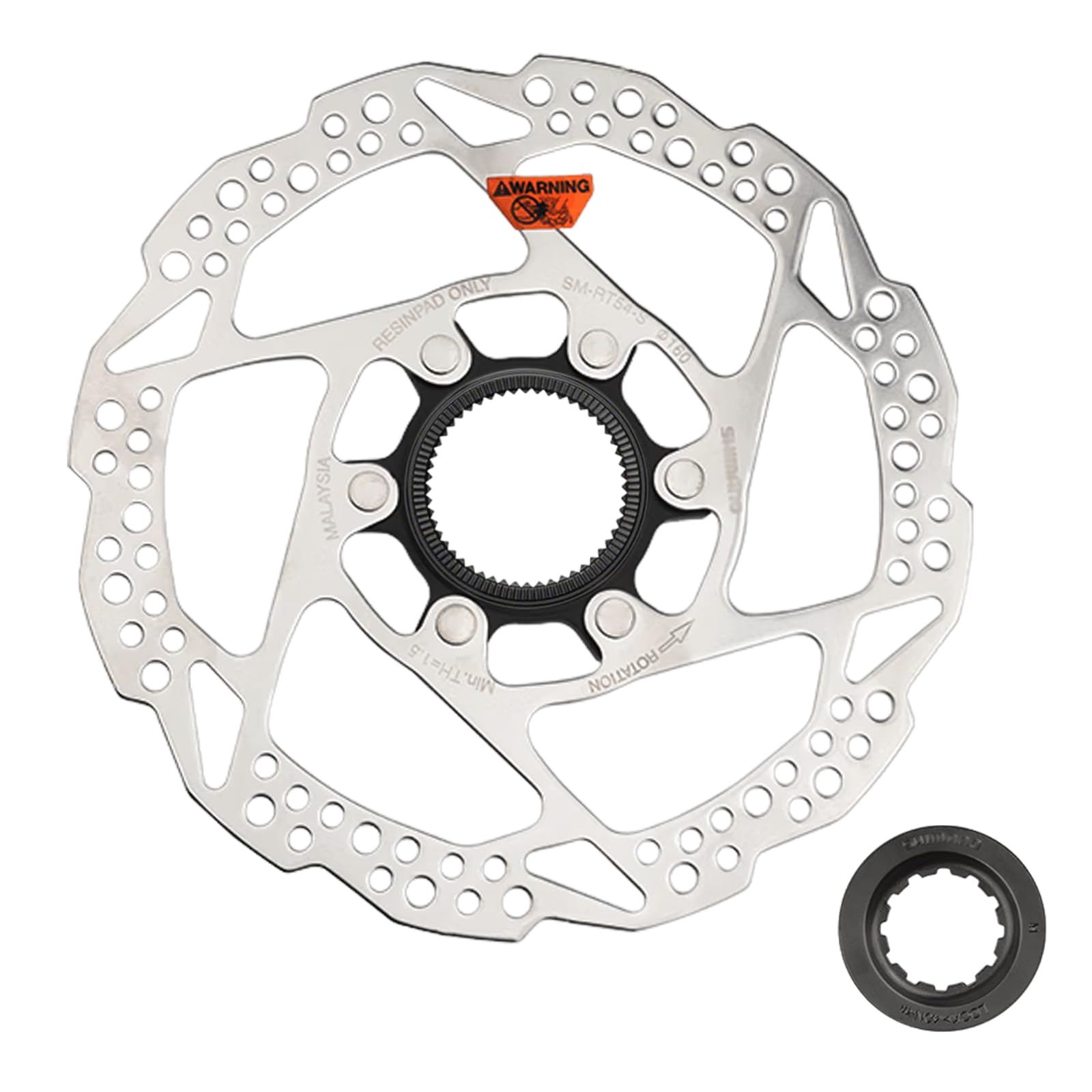 Yongness Bike Central Lock Brake Disc Rotor 160mm Compatible with Shimano SM-RT54 Disc Brake Disc with Lock Cover, Suitable for Road Bikes Mountain Bike BMX Bike