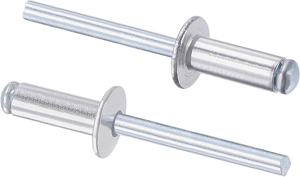 sourcing map Aluminum Blind Rivets 6mm Dia 16mm Grip Silver Tone Core Pull