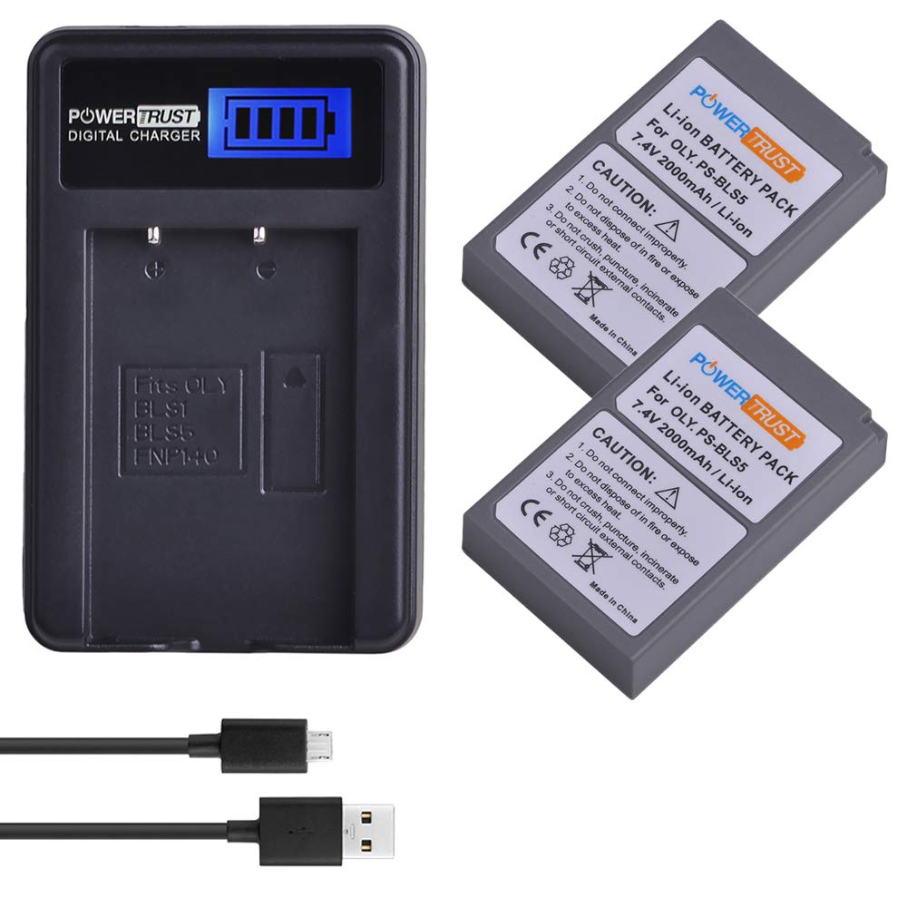 PowerTrust 2-Pack PS-BLS5 BLS-5 BLS5 Bls50 Batteries and LCD USB