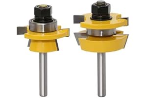 TOEVER Shaker Rail and Stile Router Bits, 1/4 Inch Shank Tongue and Groove Router Bit, Professional Carbide Milling Cutters f