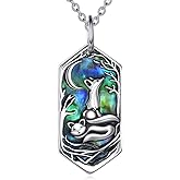 HOPEEZZ Fox Necklace 925 Sterling Silver Fox Moon Abalone Shell Pendant Necklace Jewelry Gift for Women