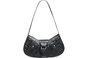 Verdusa Women's Pleated Hobo Shoulder Bag PU Leather Clutch Handbag