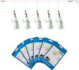 Luroad 6Pcs Sea Fishing Rigs 30 Hooks Mackerel Feathers Glow Beads Luminous Lure