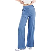 Sidefeel Women's Wide Leg Jeans High Waisted Tummy Control Soft Stretchy Comfort Fit Pull On Denim Pants