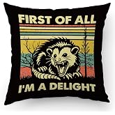 KongMoTree Funny Possum Throw Pillow Covers, Opossum Pattern, Soft Flannel, 18