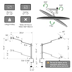 Viozon Monitor and Laptop Mount, 2-in-1 Adjustable