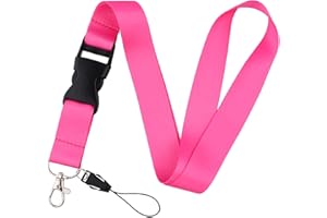 juanooo Pink Lanyard for Keys & ID Badges Cute Key Keychain Lanyard for Women Teachers Staff Girls Plain Breakaway Badge Neck Lanyard