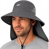 Palmyth Fishing Hat with Detachable Neck Flap UPF 50+ Breathable Sun Hats | Sun Protection, Breathable Mesh, Water Resistant, Sweat Wicking, Snap Design, Adjustable Chin Strap &amp; Size