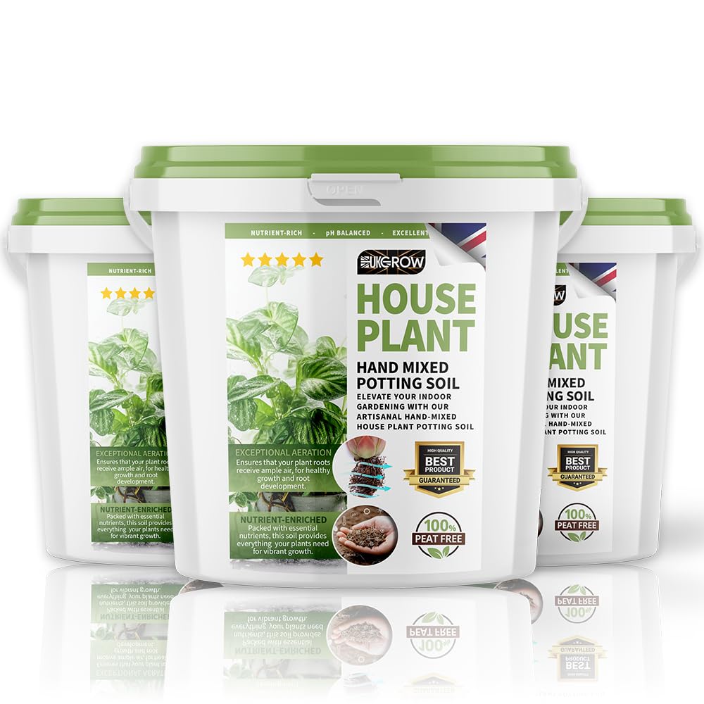 UK GROW Houseplant Potting Mix- 1 Litre - BritanniaBloom: Elevate Your Indoor Garden (STRONG BUCKET)