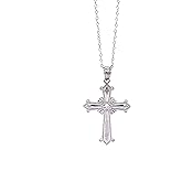 Charm America - Silver Cross Pendant Necklace- 925 Sterling Silver- Silver Adjustable Necklace 16"-18"