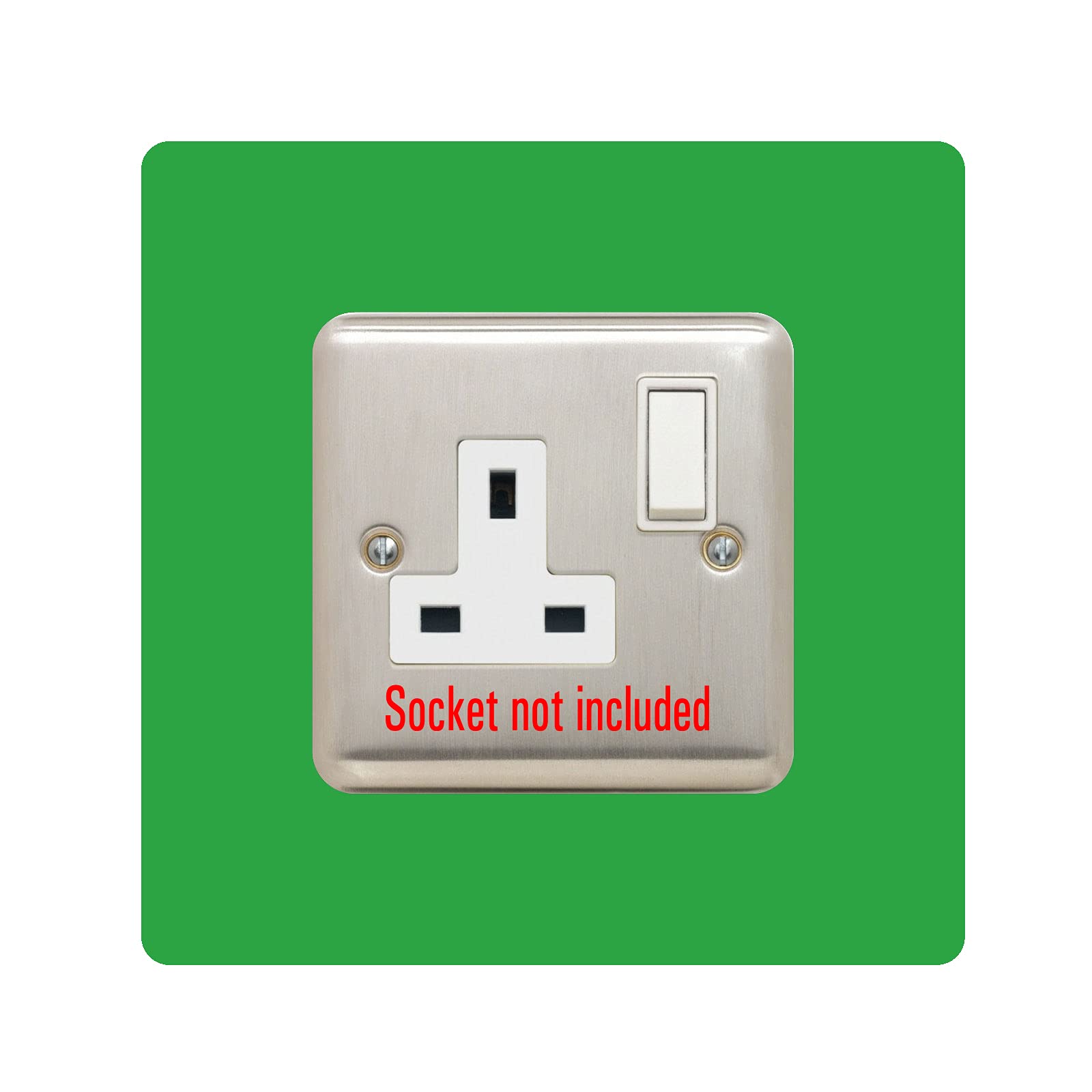 Single Socket Surround | Square | Acrylic Back Panel or Finger Plate | Light Switch Plug, Font Colour:Light Green