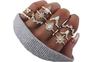 CSIYANJRY99 Cute Rings for Women Teens Gifts Trendy Stuff Stackable Knuckle Rings Set Fashion Things Christmas Gifts Stocking Stuffers Boho Vintage Crystal Aesthetic Jewelry