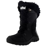 POLAR Womens Quilted Lace Up Black Outdoor Snow