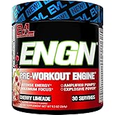EVL Intense Pre Workout with Creatine - ENGN Energizing Pre Workout for Men Powder Drink for Lasting Energy Focus and Recovery - with Beta Alanine Caffeine and L Theanine - Cherry Limeade